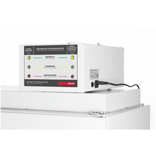 Szekrénytetőre szerelhető keringtető szűrő biztonsági szekrényekhez  1