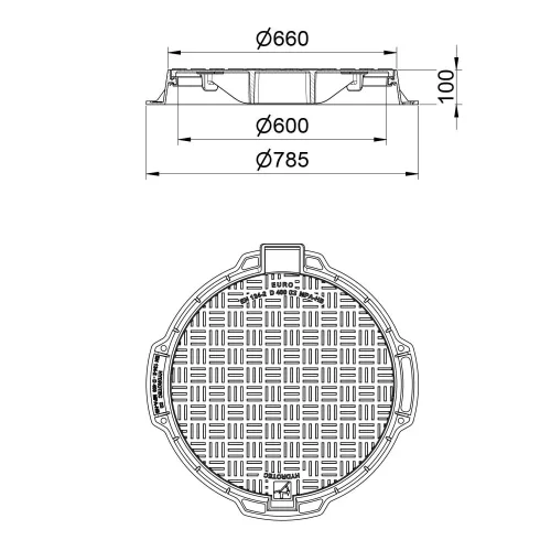 EURO D 600 aknafedlap 600 mm-es, D-400