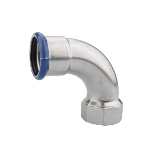 INOX acélpressz 90° könyök 22x3/4"BM rozsdamentes, ivóvízre
