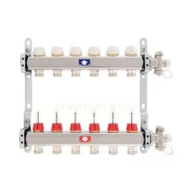   Padlófűtés osztó inox 1" 10 körös (918c) hőfokszabályozós, áramlásmutatóval ITAP