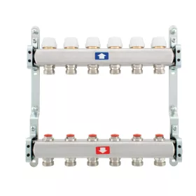   Padlófűtés osztó inox 1" 10 körös (922c) hőfokszabályozós, elzáróval ITAP