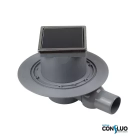   Összefolyó, száraz bűzz. vízszint. 1ágú (13000319) üveg fekete 10*10 (13000101)