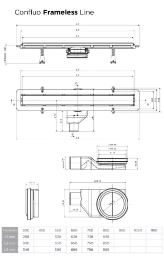 Zuhany folyóka 650mm fehér üveggel PESTAN (13000283) kerettel