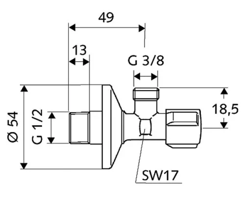 Sarokszelep 1/2"-3/8" Schell Comfort Tömsz.nélkül 052120699