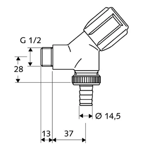 Mosógép sarokszelep 1/2"-3/4"ferde Schell 033860699