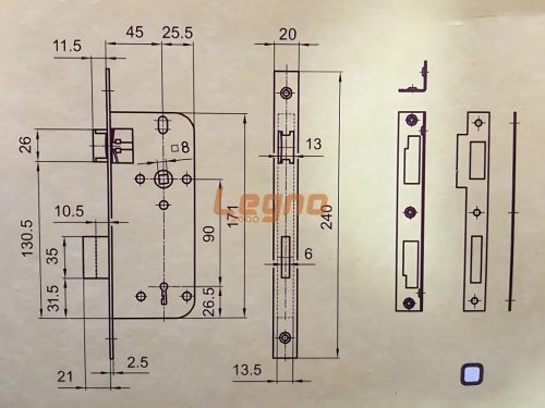Zár bevéső 3411 45/90 kulcsos DOSE (25)