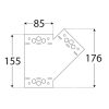 összekötő lemez "Y" jobbos 155 x 176 x 85 / 2,5 mm fekete (díszítőelemmel kiegészíthető)  (ET)