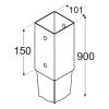 oszlophüvely beüthető 101 x 101 x 900 / 1,8 mm tűzihorganyzott (ET)