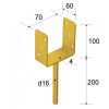 oszloptalp "U"  betonozható  70 x 60 x 100 / 4 mm  sárga horgany (ET)