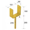 oszloptalp "U"  betonozható 101 x 60 x 100 / 4 mm  sárga horgany (ET)