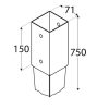 oszlophüvely beüthető  71 x 71 x 750 / 2 mm tűzihorganyzott (ET)