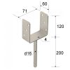 oszloptalp "U"  betonozható   71 x 60 x 120 / 4 mm  horganyzott (ET)