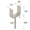 oszloptalp "U"  betonozható  121 x 60 x 120 / 4 mm  horganyzott (ET)