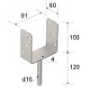 oszloptalp "U" betonozható   91 x 60 x 100 / 4 mm (szár 120mm) horganyzott (ET)