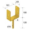 oszloptalp "U" betonozható 101 x 60 x 100 / 4 mm (szár 120mm) sárga horgany (ET)