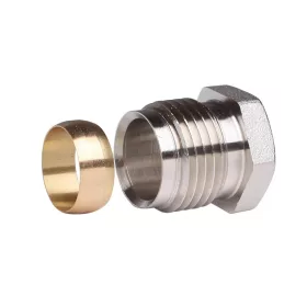   Danfoss 15-1/2"szorítógyűrűs csatlakozó acél / réz csövekhez, nikkelezett