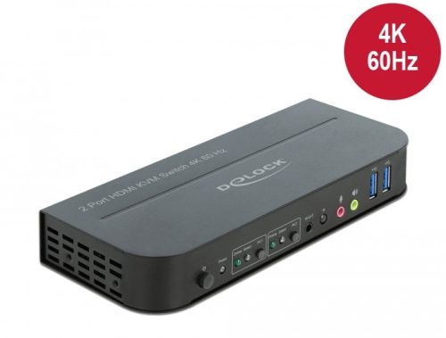 Delock HDMI KVM switch 4K 60 Hz USB 3.0-vel és audióval