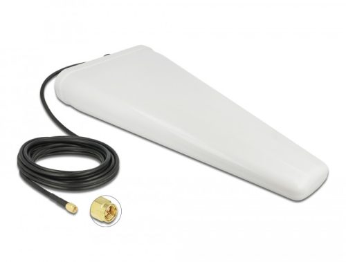 Delock LTE-antenna, SMA-csatlakozódugó, 9 - 11 dB kétirányú, csatlakozókábellel (RG-58, 5 m), fehér,