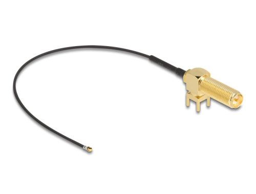 Delock Antenna kábel RP-SMA 90  PCB anya válaszfali csatlakozóval apa I-PEX Inc., MHF  4L-dugó 1.13 15 cm menethossz 15 