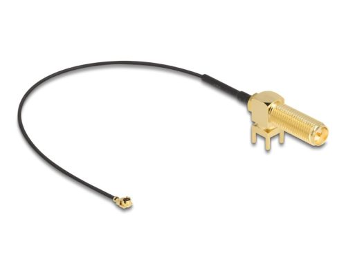 Delock Antenna kábel RP-SMA 90  PCB anya válaszfali csatlakozóval apa I-PEX Inc., MHF  I-dugó 1.13 15 cm menethossz 15 m