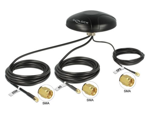 Delock Többsávos LTE UMTS GSM GPS GPS SMA antenna minden irányú tetőre szerelhető kültéri antenna