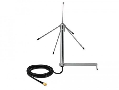 Delock 433 MHz Antenna SMA-dugó 3 dBi mindenirányban rögzítheto, csatlakozó kábellel (RG-58, 3 m), f