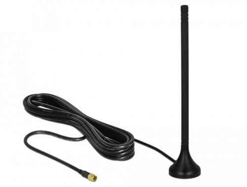 Delock LTE antenna SMA-dugó 3 - 5 dBi 12,5 cm irányítatlan, rögzített, mágneses talppal és csatlakoz