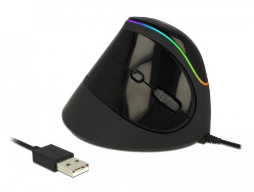 Delock Ergonómikus, függoleges USB egér - RGB kijelzovel