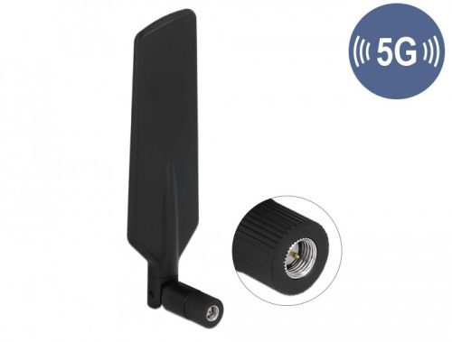 Delock 5G LTE antenna SMA-dugó -1 - 3 dBi mindenirányú, elforgatható, dönthető csatlakozással (feket