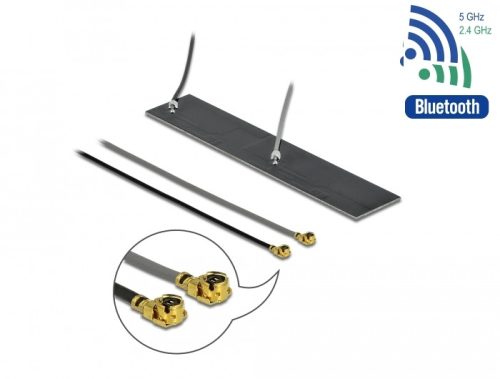 Delock WLAN 802.11 ac/ax/a/h/b/g/n ikerantenna, 2 x MHF  I csatlakozódugó, 2,2   4,0 dBi, 2 x 15 cm-