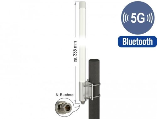 Delock 5G LTE antenna N hüvely -2,14 - 2,93 dBi 33,5 cm-es rögzített, falra és rúdra szerelhető, min