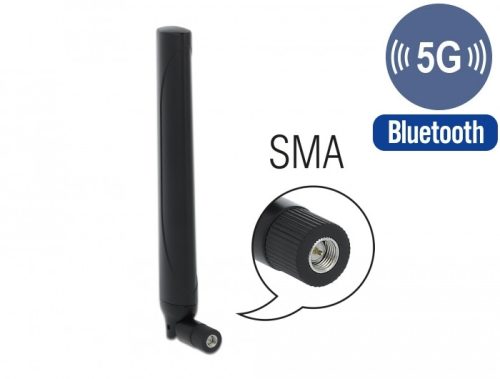 Delock 5G LTE antenna SMA-dugó -0,5 - 2,3 dBi irányított, csuklós csatlakozó, fekete