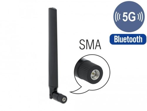 Delock 5G LTE antenna SMA-dugó -3,3 - 1,3 dBi irányított, csuklós csatlakozó, fekete