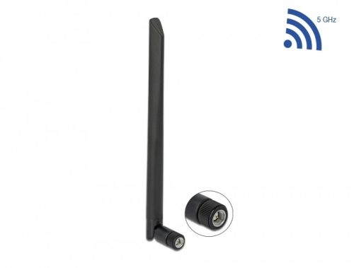 Delock WLAN 802.11 ac/ax/a antenna RP-SMA apa 5 dBi 20 cm hosszú kétirányú billenő csatlakozással ha