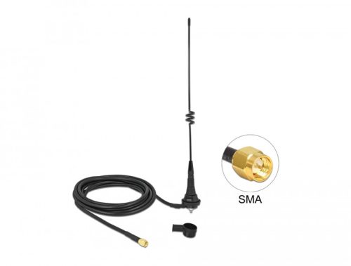 Delock LPWAN 868 MHz antenna SMA-dugó 4,5 dBi irányítatlan, rögzített, csatlakozókábellel RG-58 C/U