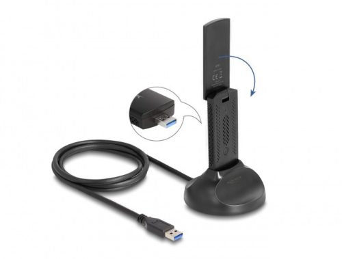 Delock Wi-Fi 6 duális Band WLAN USB adapter AX1800 (1201 + 574 Mbps)