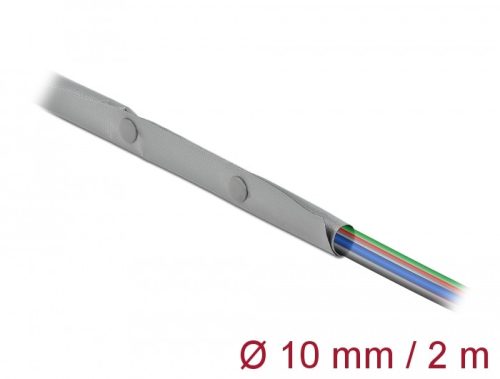 Delock Kábelkarmantyú patent szorítóval 2 m x 10 mm szürke / fekete