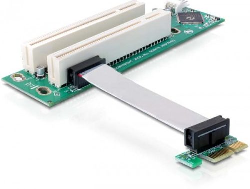 Delock kiemelő kártya PCI Express x1 > 2x PCI 32Bit 5 V, flexibilis kábellel, 9 cm, balos