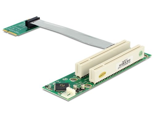 Delock emelőkártya Mini PCI Express > 2 x PCI 32 Bit 5 V flexibilis kábellel, 13 cm, balos