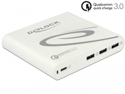 Delock USB tölto 1 db USB Type-C  PD 85 W + 3 x USB A-típusú Qualcomm Quick Charge 3.0