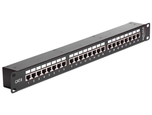 Delock 19" csatolós patch panel 24 portos Cat.6