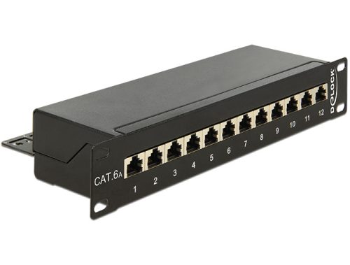 Delock 10  Patch Panel 12 portos Cat.6A fekete színű