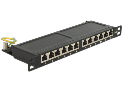 Delock 10  Patch Panel 12 portos Cat.6A 0.5 U fekete színű