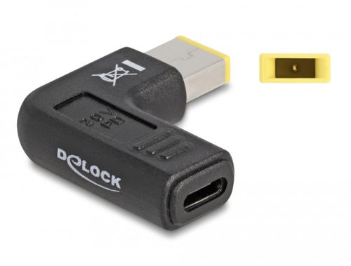 Delock Laptop töltőkábel adapter USB Type-C  anya - Lenovo 11,0 x 4,5 mm apa 90  fokban hajlított