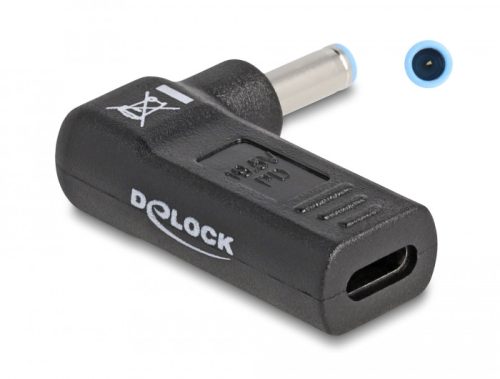 Delock Laptop töltőkábel adapter USB Type-C  anya - HP 4,5 x 3,0 mm apa 90  fokban hajlított