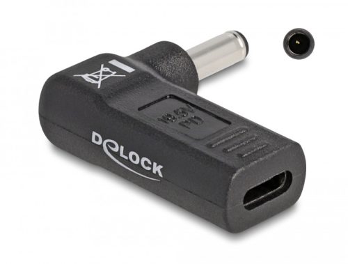 Delock Laptop töltőkábel adapter USB Type-C  anya - Dell 4,5 x 3,0 mm apa 90  fokban hajlított