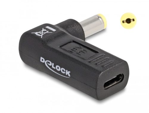 Delock Laptop töltőkábel adapter USB Type-C  anya - Acer 5,5 x 1,7 mm apa 90  fokban hajlított