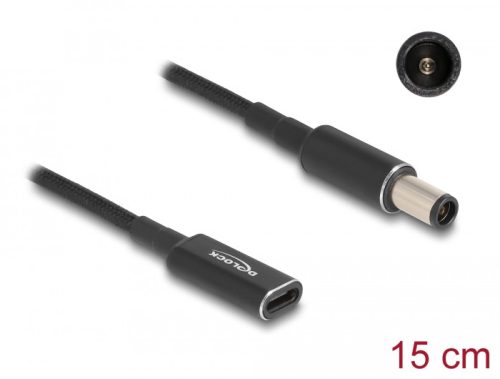 Delock Laptop töltőkábel adapterkábel USB Type-C anya - HP 7,4 x 5,0 mm apa 15 cm