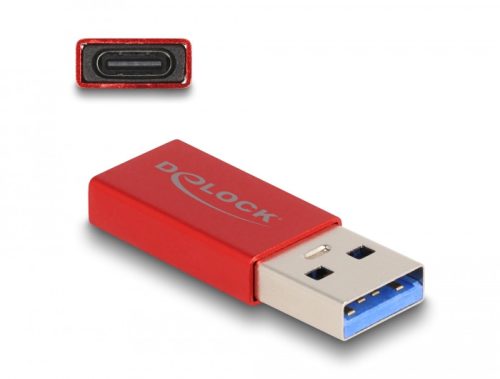 Delock USB 10 Gbps adapter A-típusú USB apa - USB Type-C  aktív anya piros