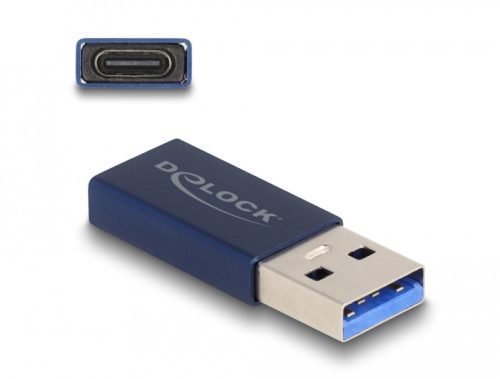 Delock USB 10 Gbps adapter A-típusú USB apa - USB Type-C  aktív anya kék